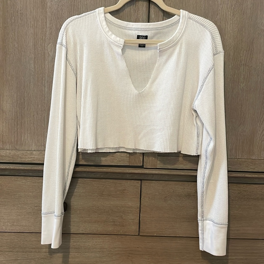 Urban Outfitters BDG Long Sleeved Raw Hem Crop Top